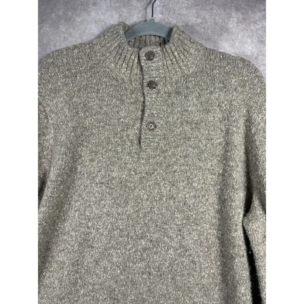 Polo Ralph Lauren Sweater Men XL Beige Speckled Wool Mockneck Button Pullover